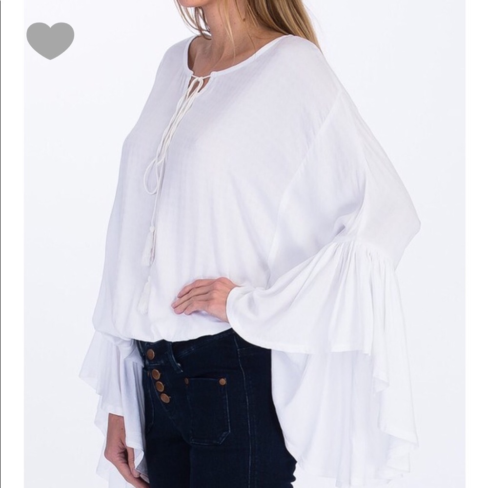 Olivecous Flowy blouse w/ ruffle sleeves 4 colors - Picture 4 of 5
