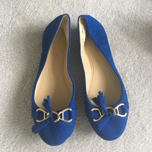Royal blue felt flats