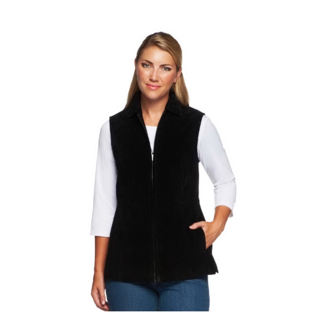 NEW Genuine Suede Vest, Zip Front,Sleeveless,Black