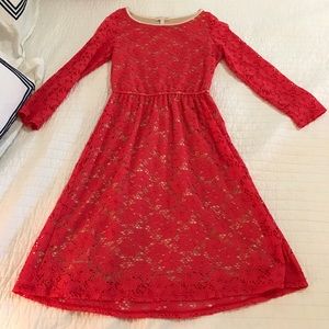 MOVING SALE!! Lined, red lacy dress from Dillards!