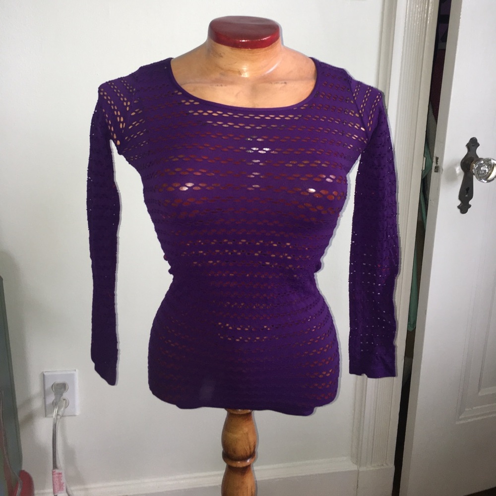Form fitting tight purple top w holes