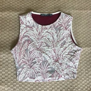 ZARA BURGUNDY & IVORY TEXTURED CROP TOP SIZE MED