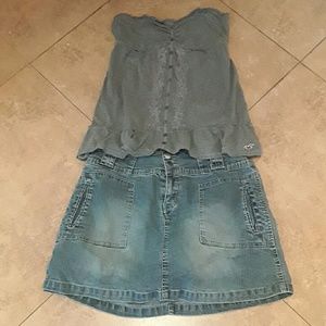 Hollister flower pattern grey baby doll top