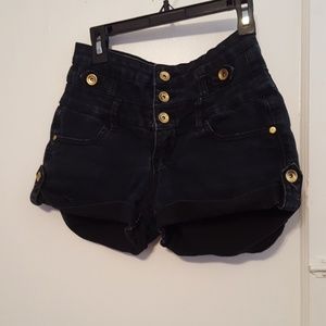 High waisted button up Jean shorts