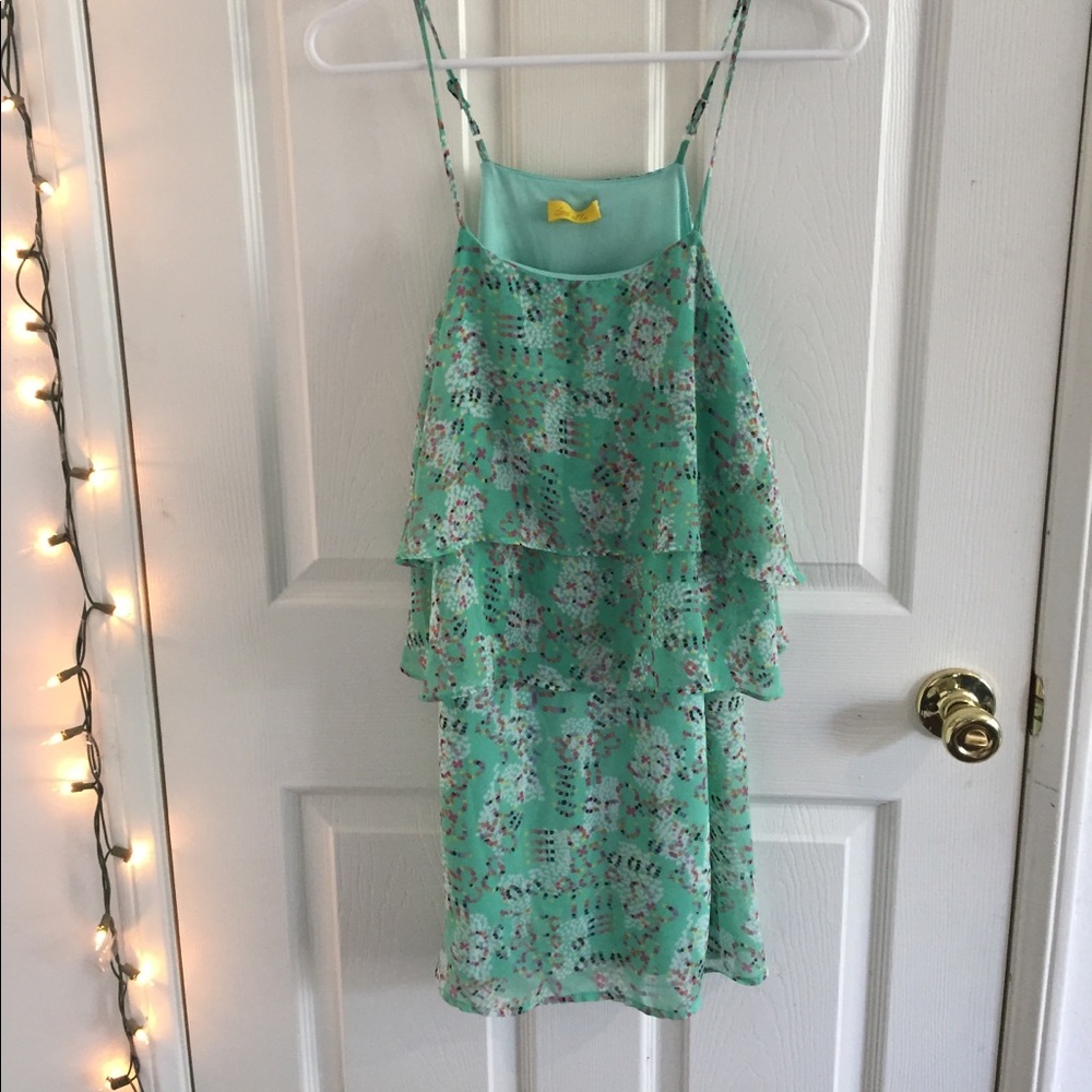 Summer time bright mini green dress