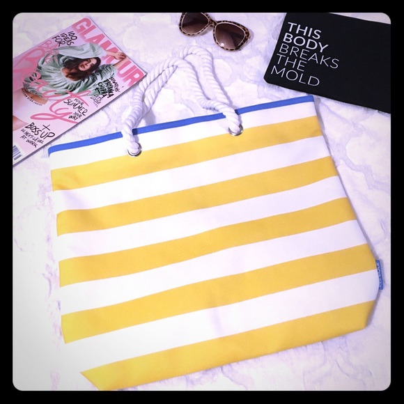 Clinique Handbags - CLINIQUE Striped Beach Tote