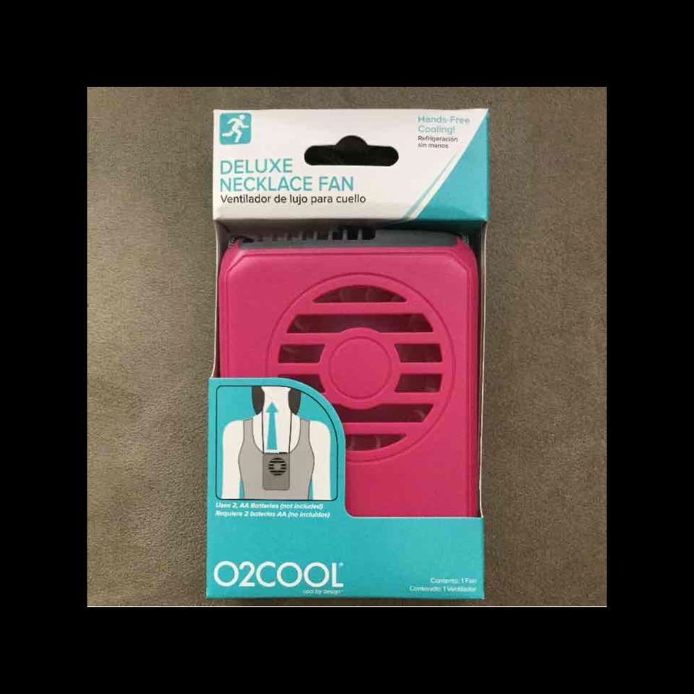 O2COOL Hands-Free Necklace Cooling Fan PINK