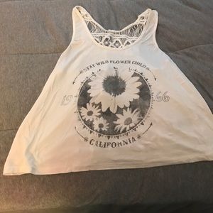 white flower print tank top with an open back