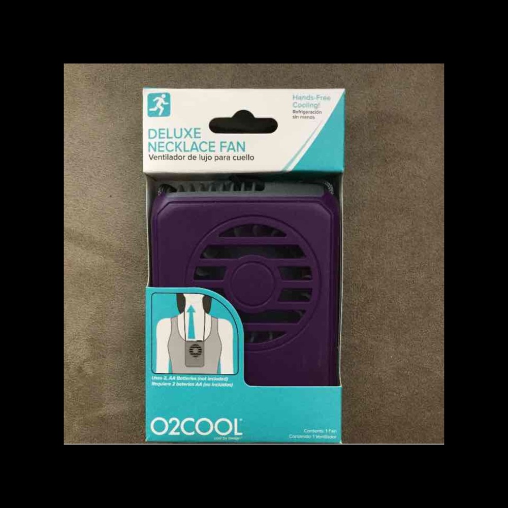 O2COOL Hands-Free Necklace Cooling Fan PURPLE
