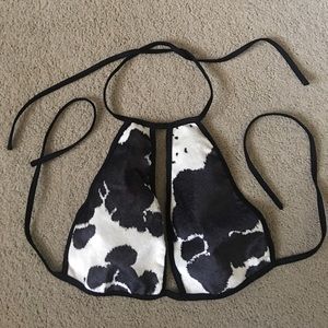 brand new, never worn! fuzzy cow keyhole top