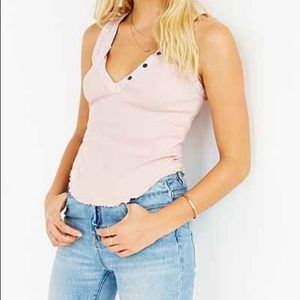 Urban Outfitters Pink V Neck Cropped Tanktop