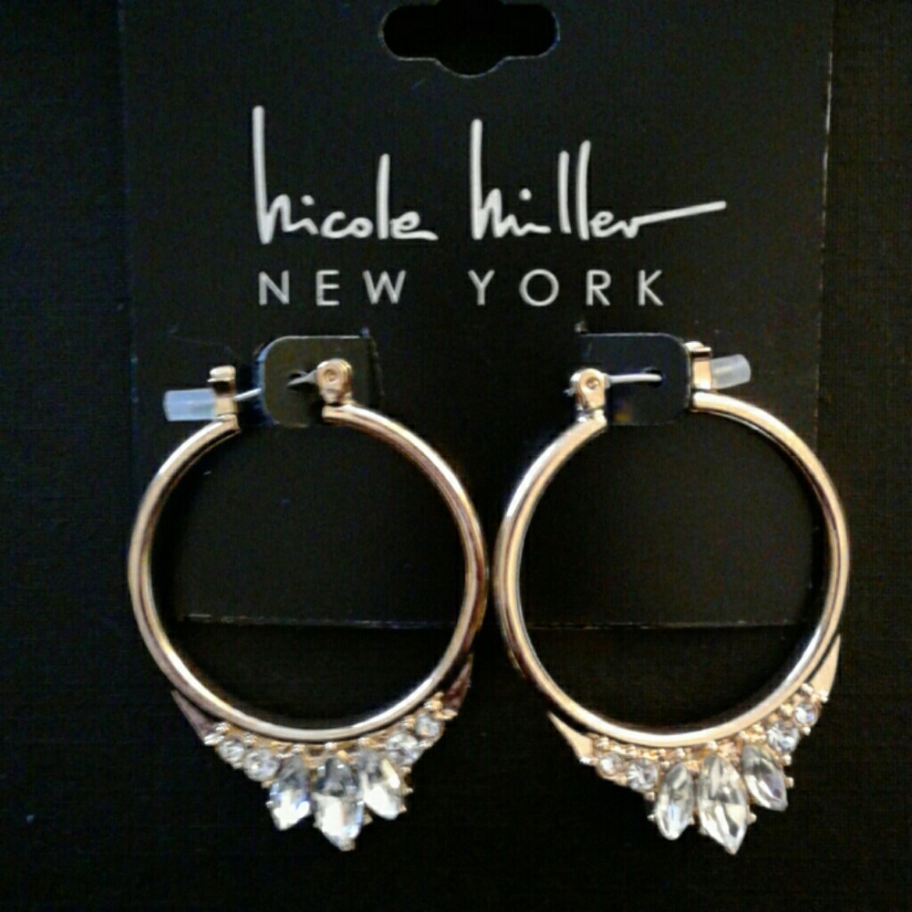 Nicole Miller Gold Diamond Earrings