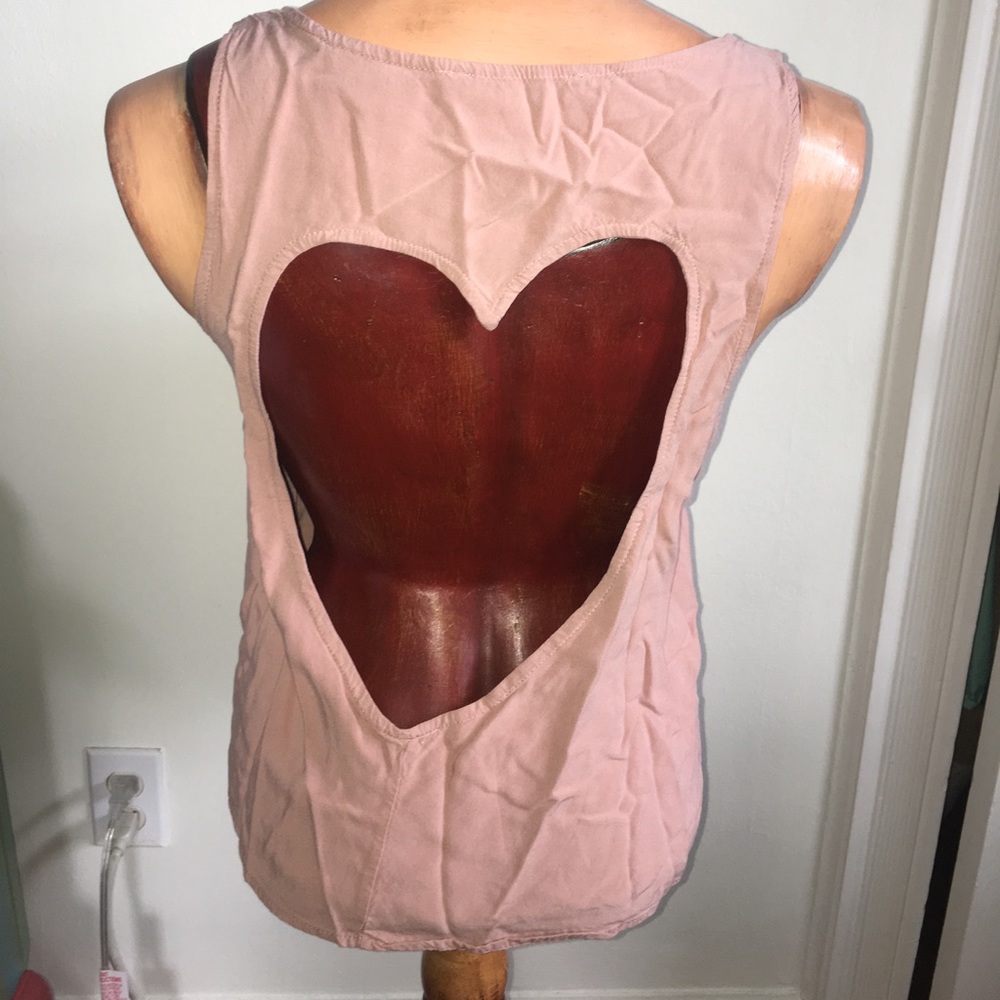 Pink tank top with heart shaped cutout in back