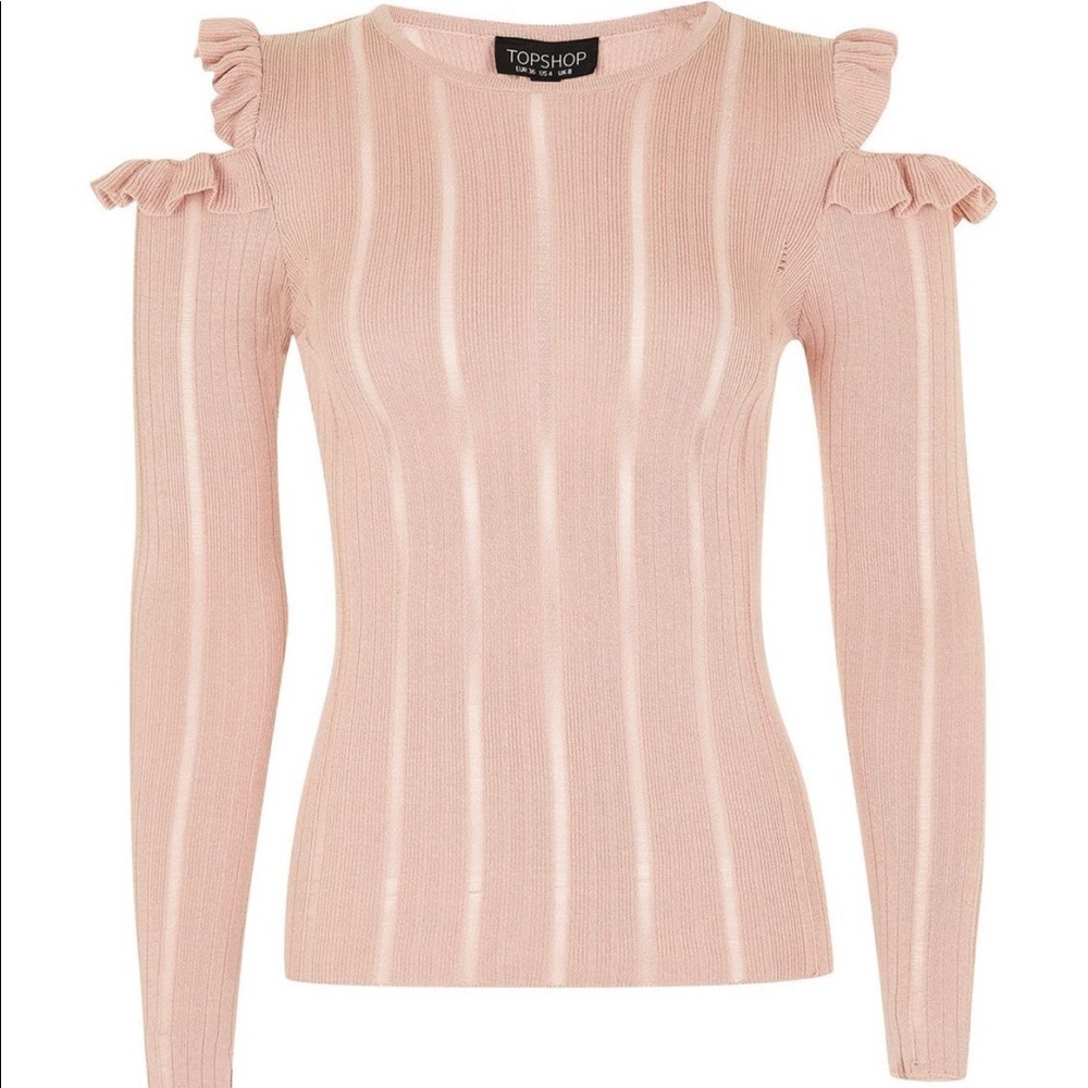 Top Shop Ruffle Cold Shoulder Sweater