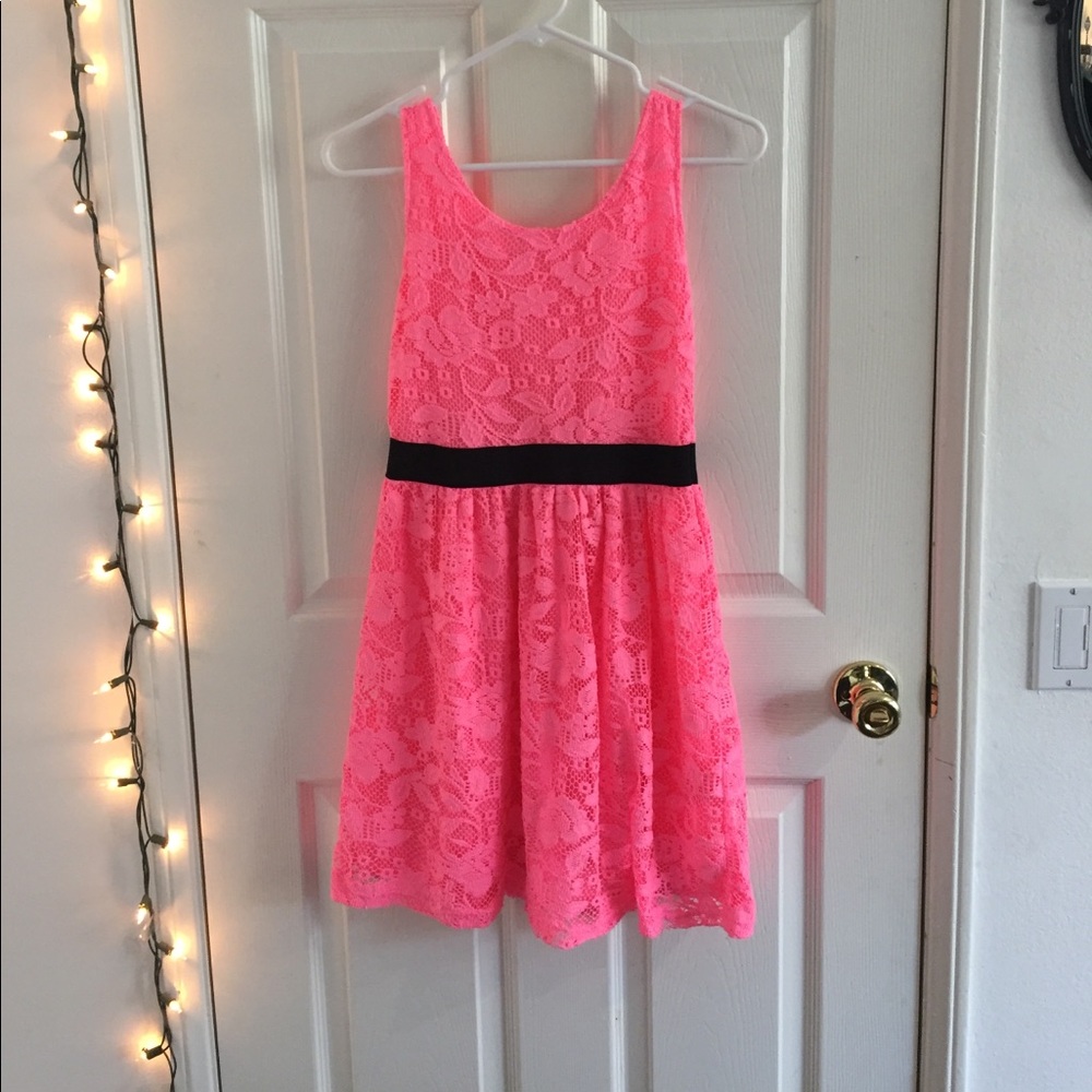Neon pink summertime mini dress
