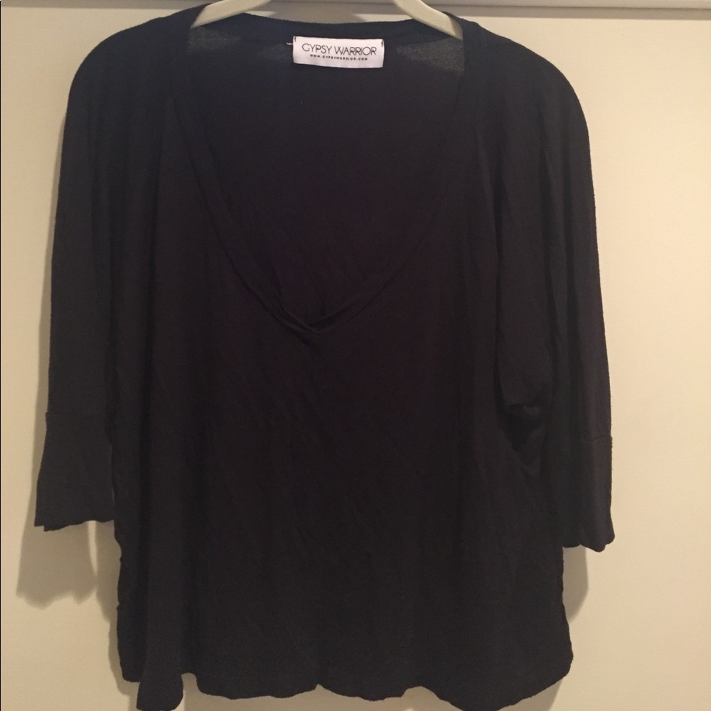 Black 3/4 sleeve crop top from Gypsy Warrior