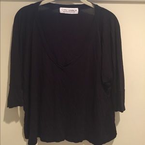 Black 3/4 sleeve crop top from Gypsy Warrior