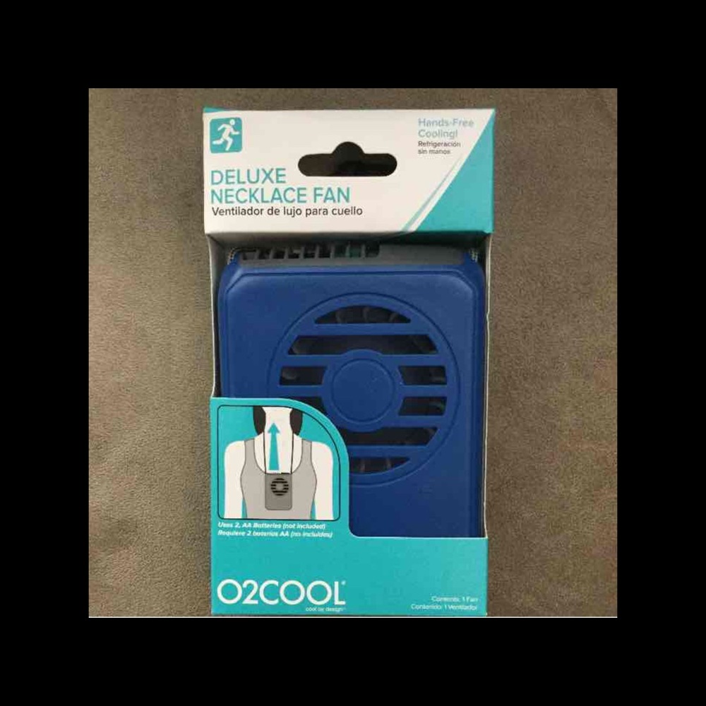 O2COOL Hands-Free Necklace Cooling Fan BLUE