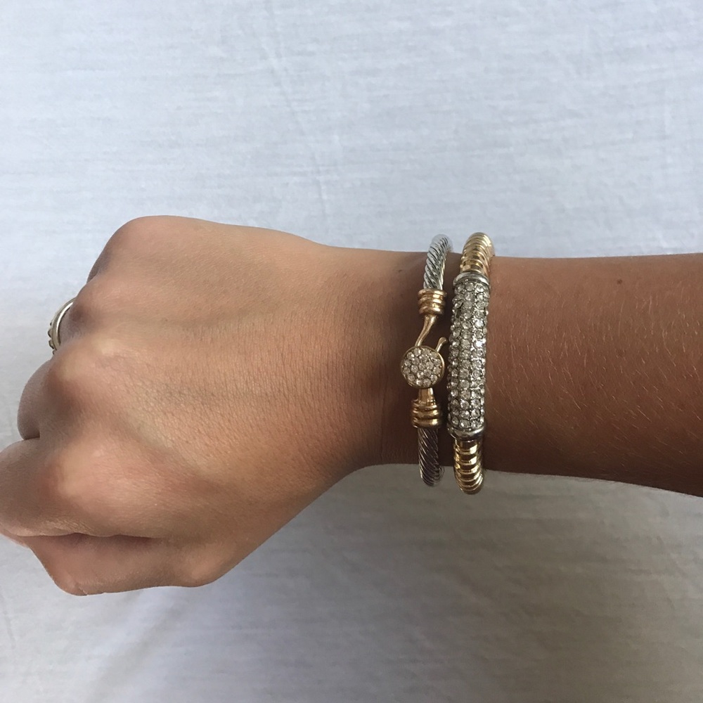 Two gold/silver bracelets