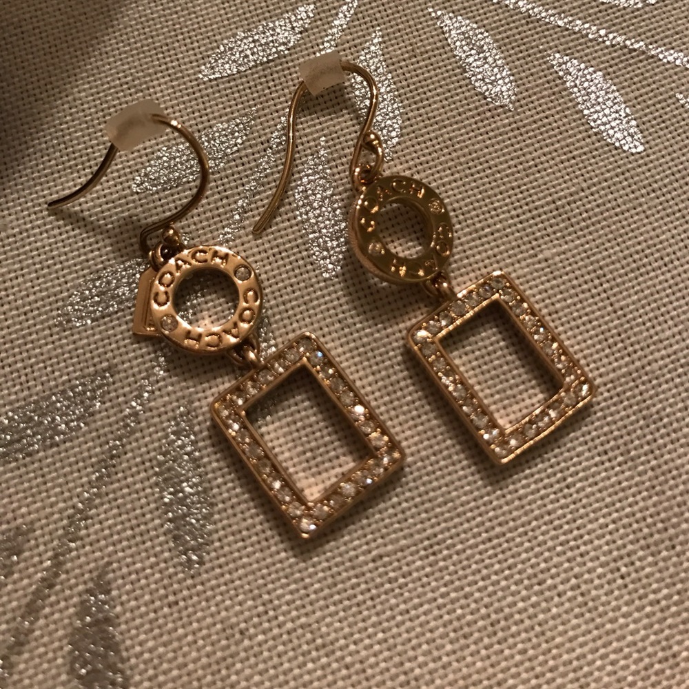Coach dangle logo earrings