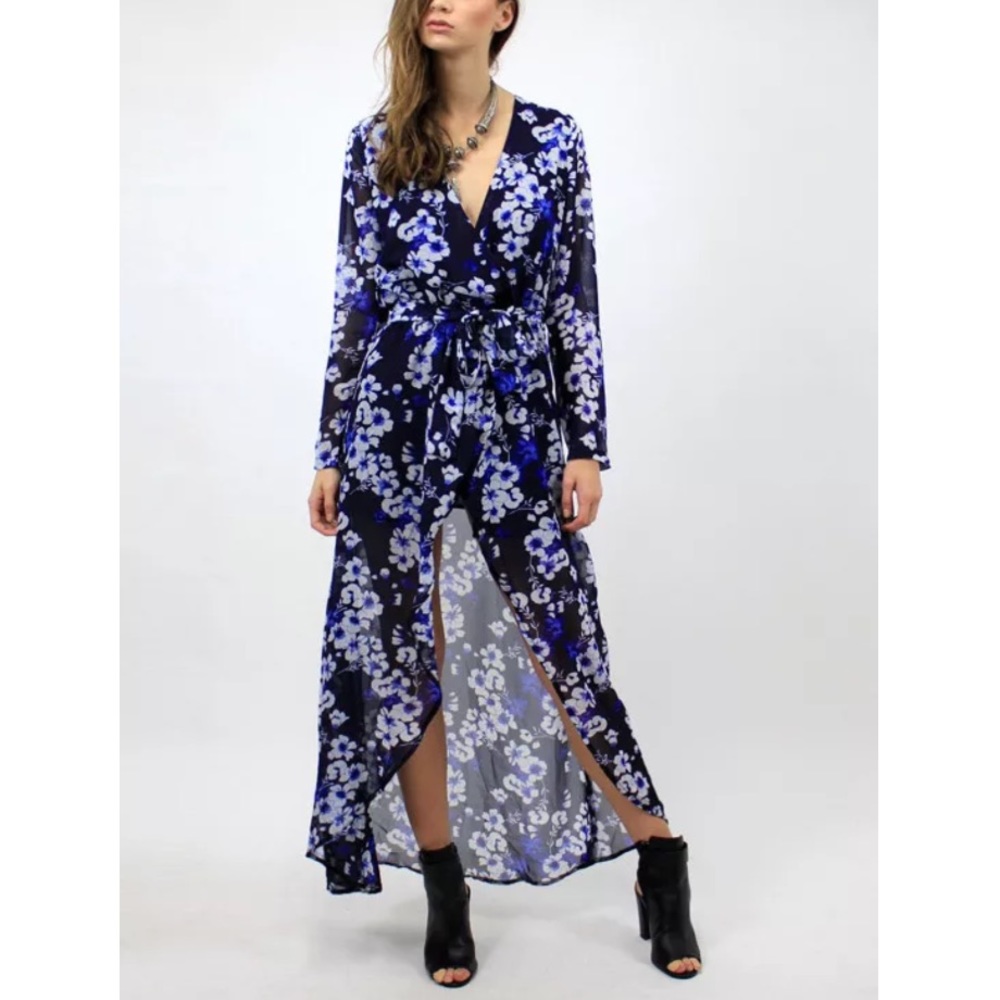 WRAP DRESS Swingy Long Draped Kimono Bohemian Gown