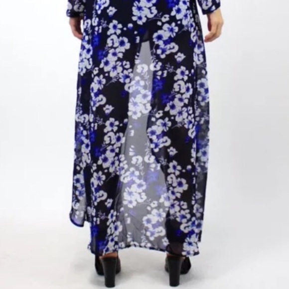 WRAP DRESS Swingy Long Draped Kimono Bohemian Gown - Picture 5 of 6