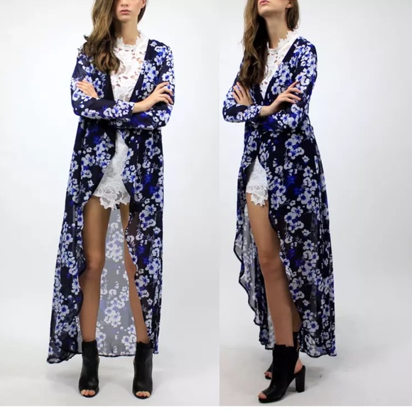 WRAP DRESS Swingy Long Draped Kimono Bohemian Gown - Picture 3 of 6