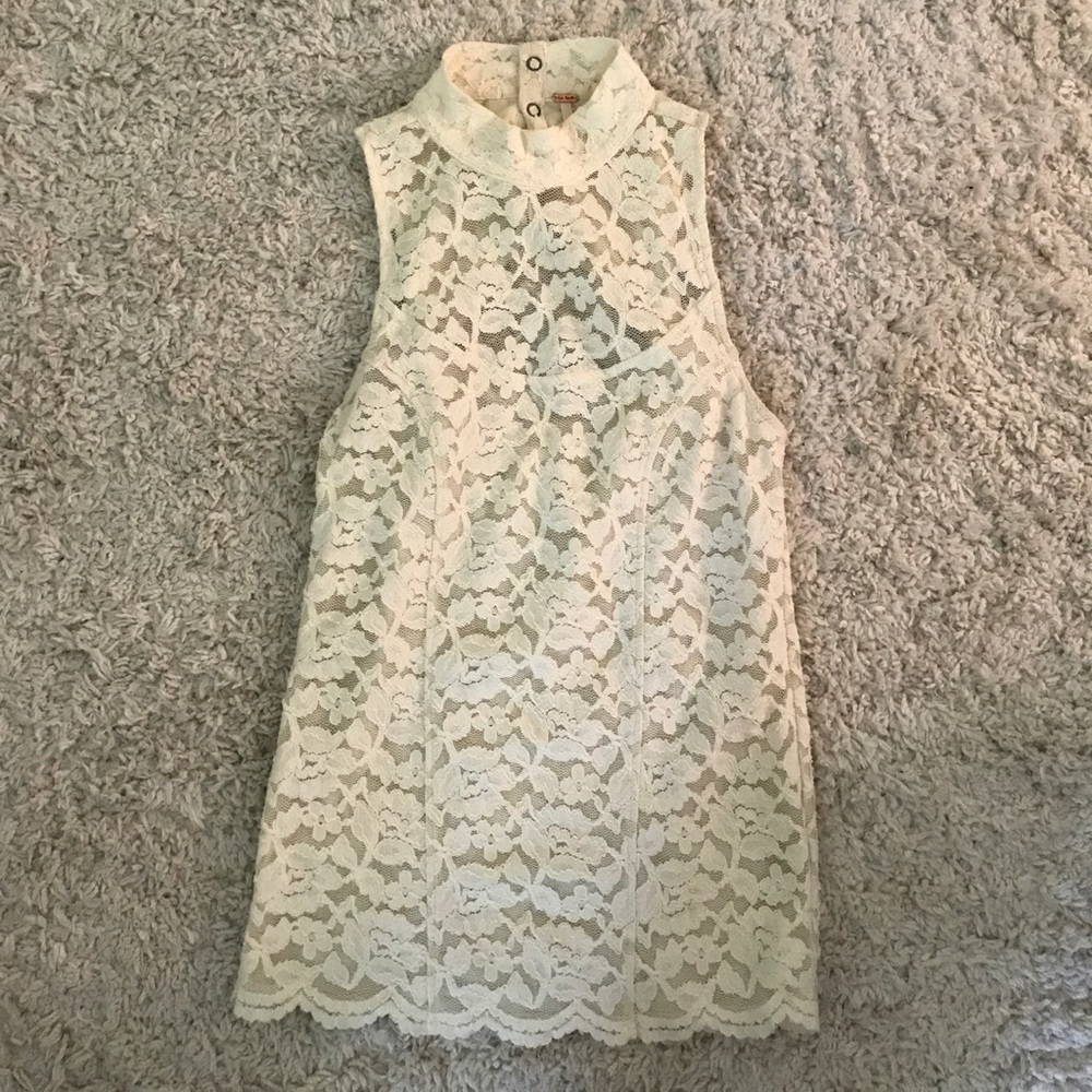 Free People Lace Scalloped Tank with Open Back
