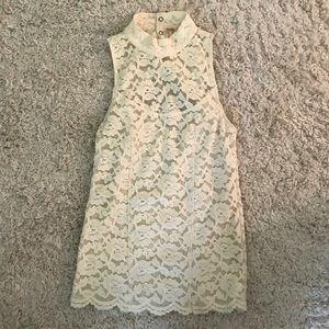 Free People Lace Scalloped Tank with Open Back
