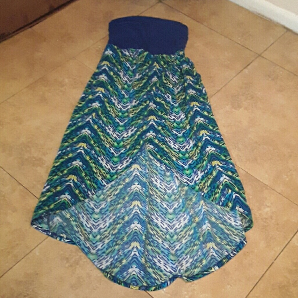 Strapless  Blue  dress