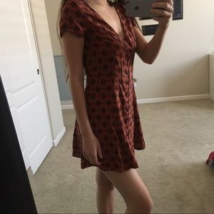 button down mini dress rust/orange