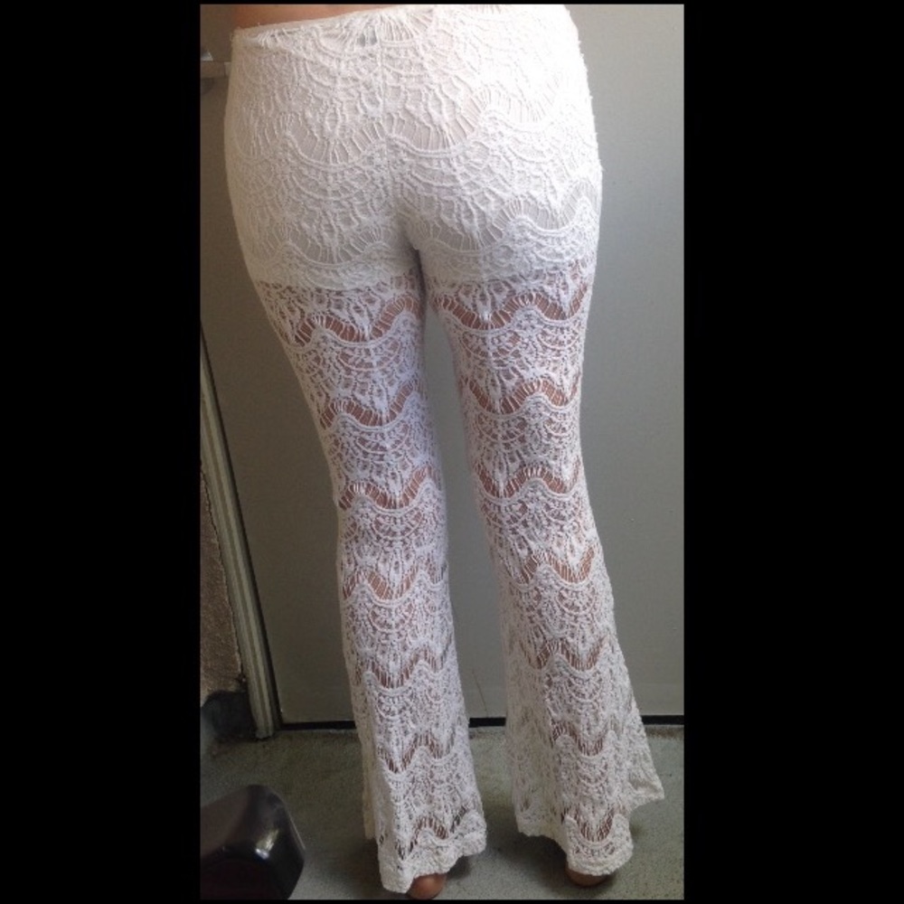 Forever21 White crochet pants