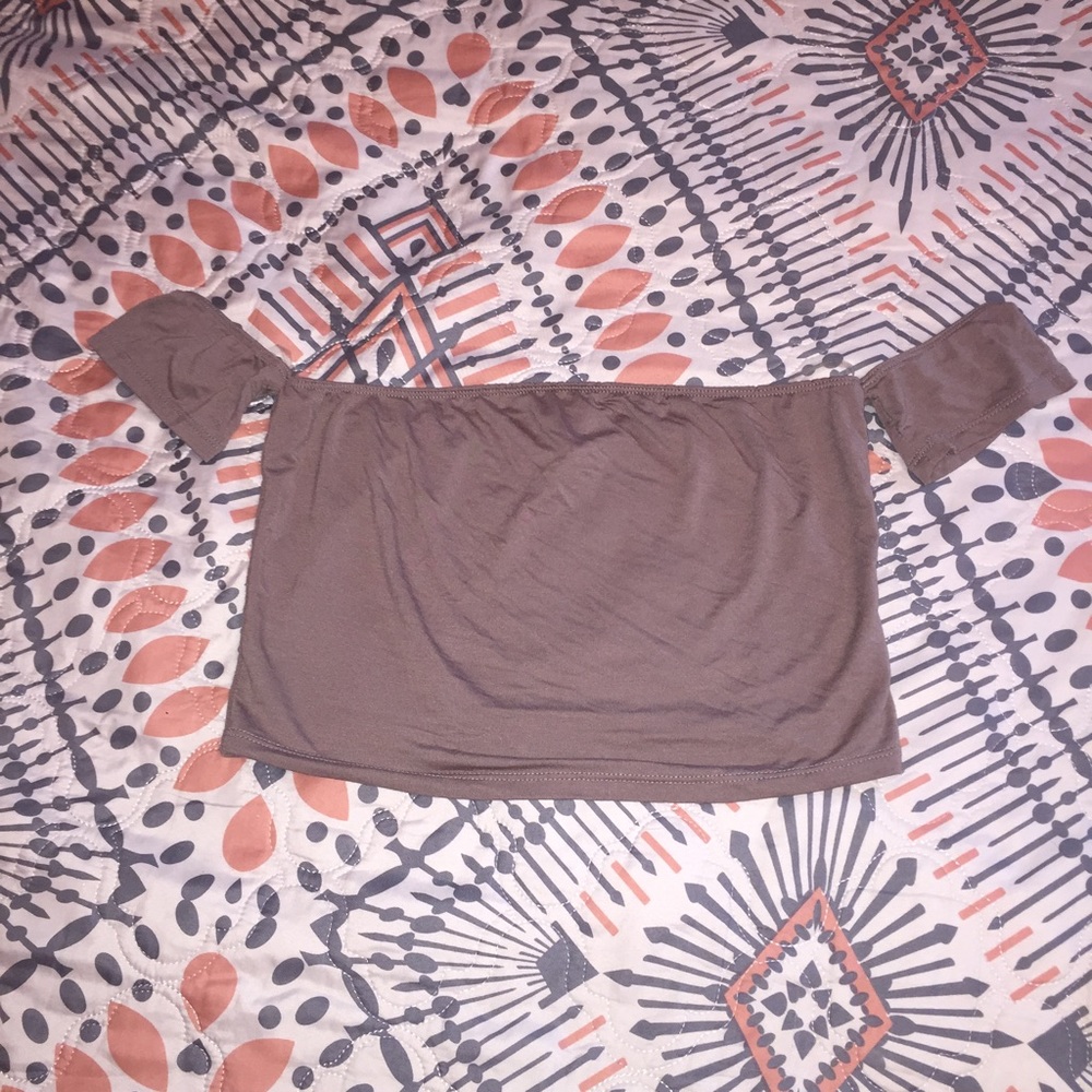 Taupe off shoulder top