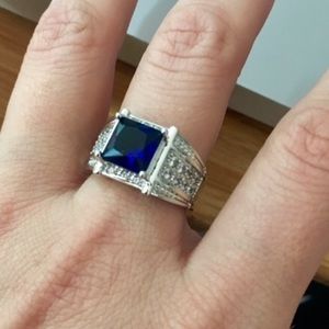 Blue and white sapphire ring