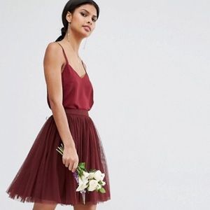 Asos burgundy tulle skirt