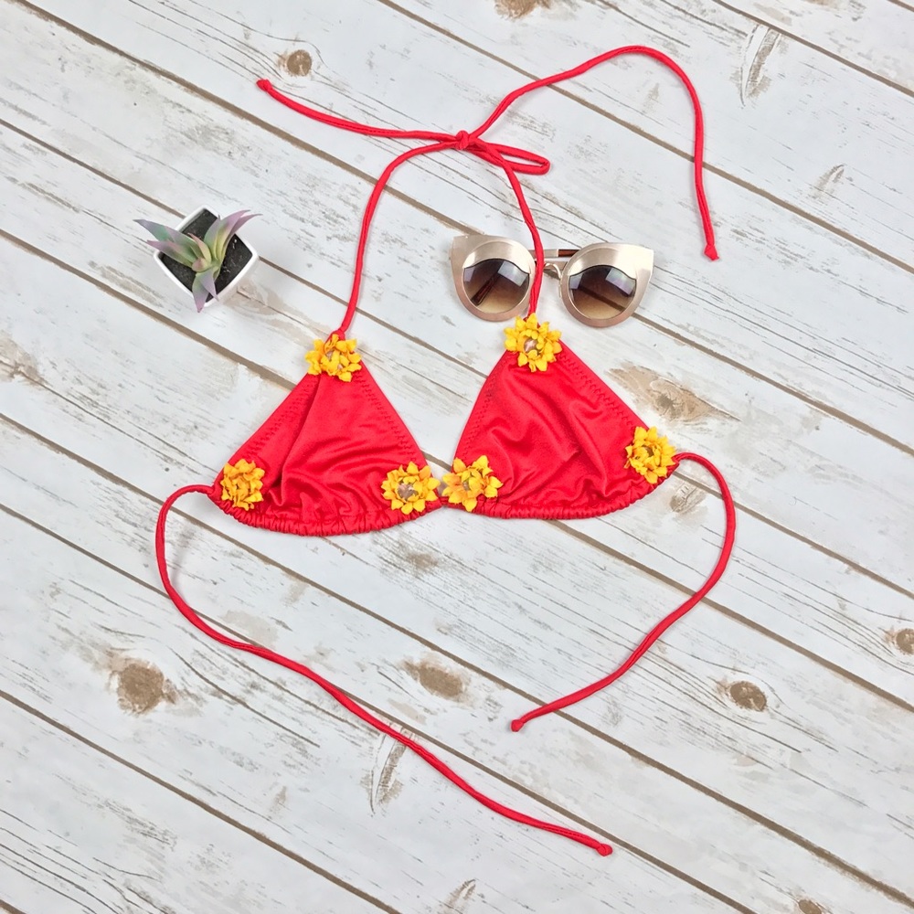 Joe's Sunflower Mixed Media String Bikini Top