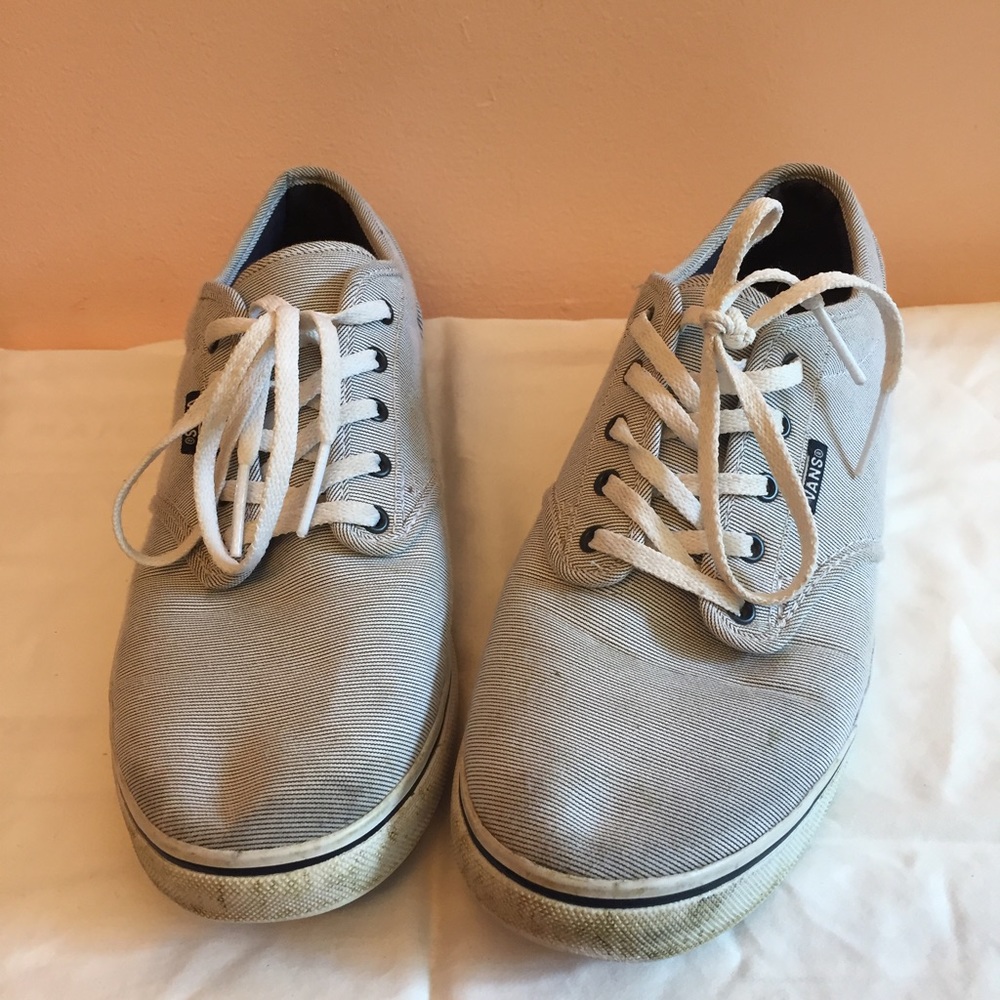 Vans Black and White Striped Canvas Shoes