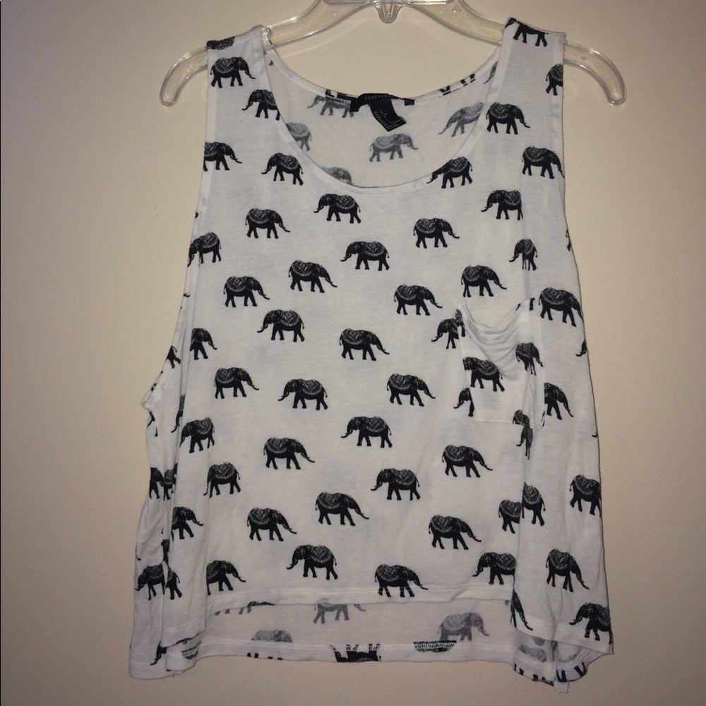 Forever 21 elephant print crop muscle tank