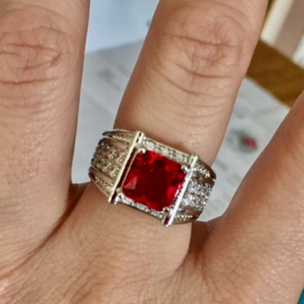 Garnet and white sapphire ring