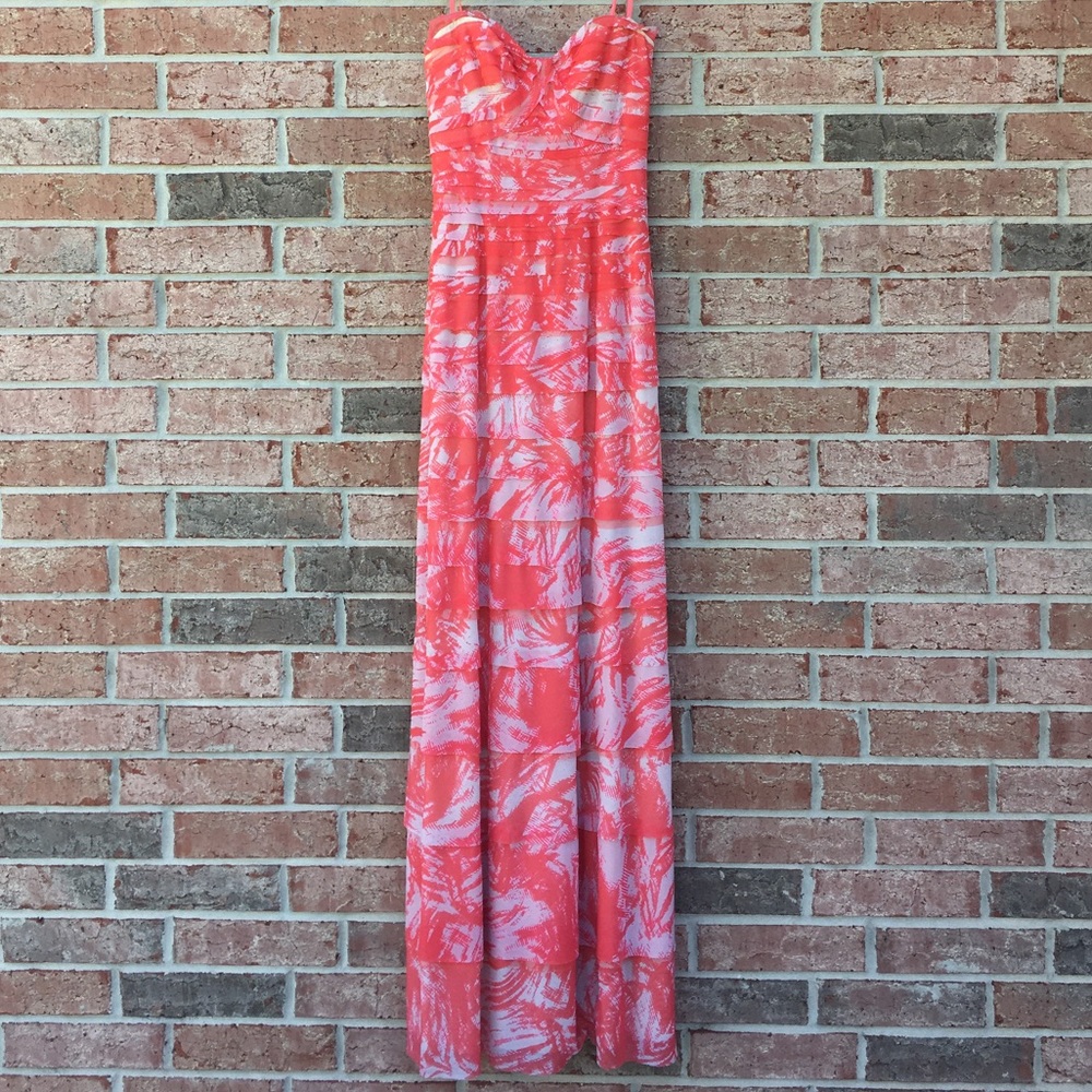 Coral floor length BCBG dress