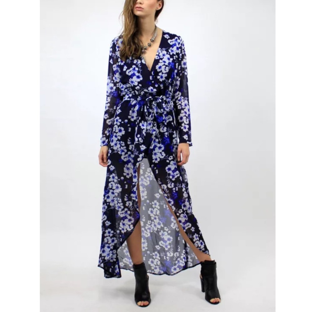 WRAP DRESS Swingy Long Draped Kimono Bohemian Gown