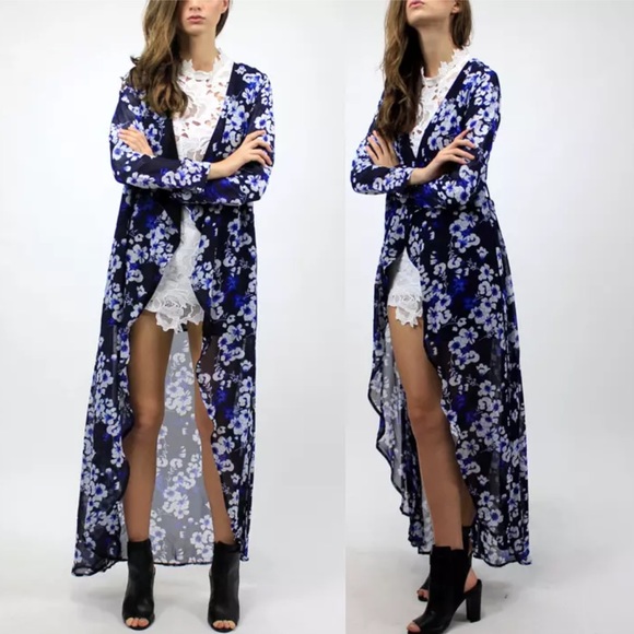 WRAP DRESS Swingy Long Draped Kimono Bohemian Gown - Picture 4 of 6