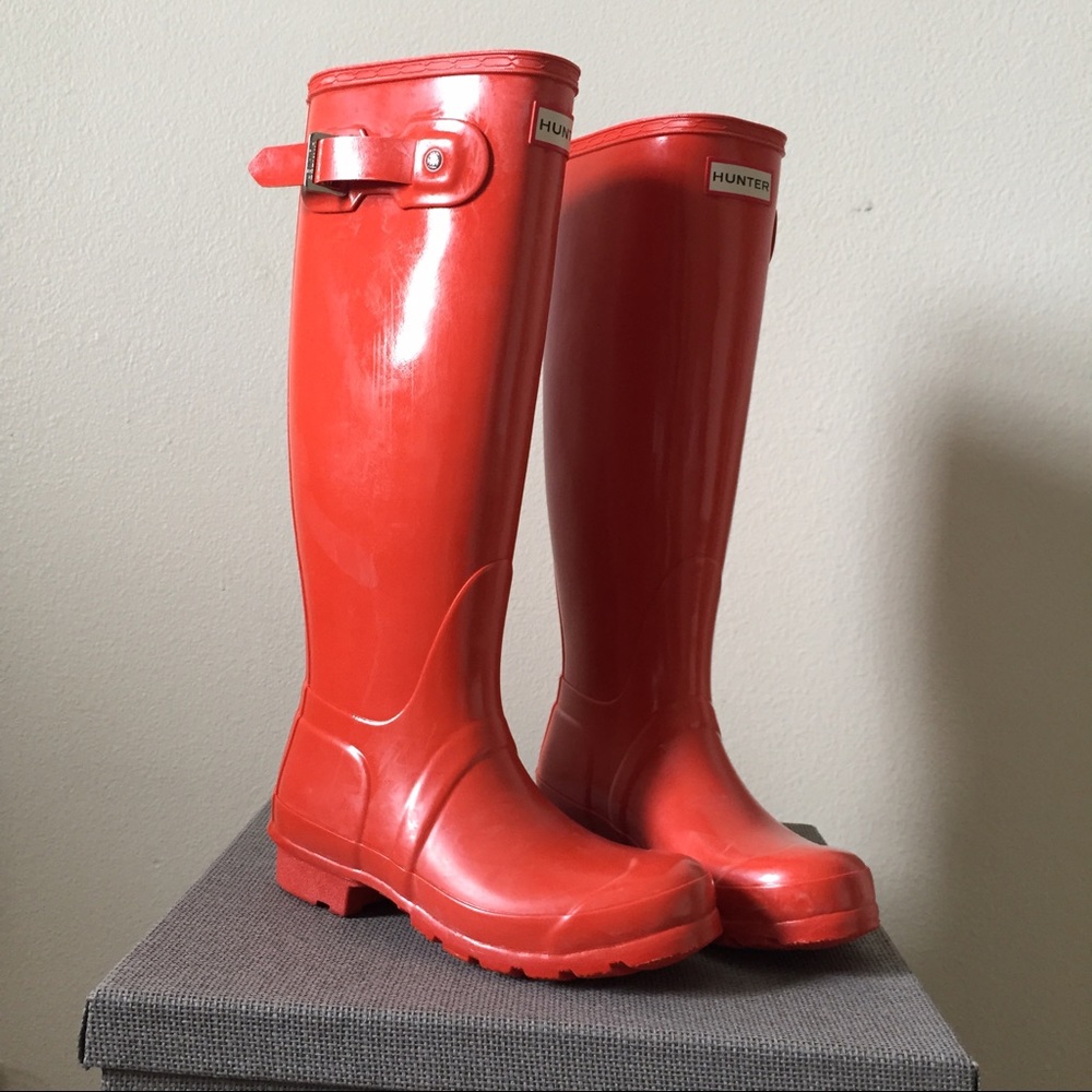 Hunter Women's Tall Gloss Rain Boots BRAND NEW