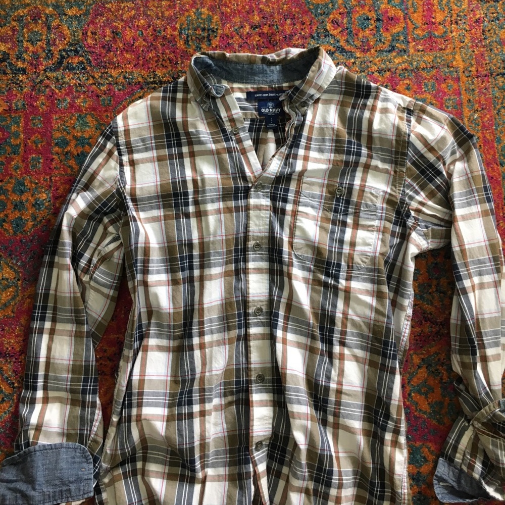 Mens Old Navy Plaid long sleeve button down shirt