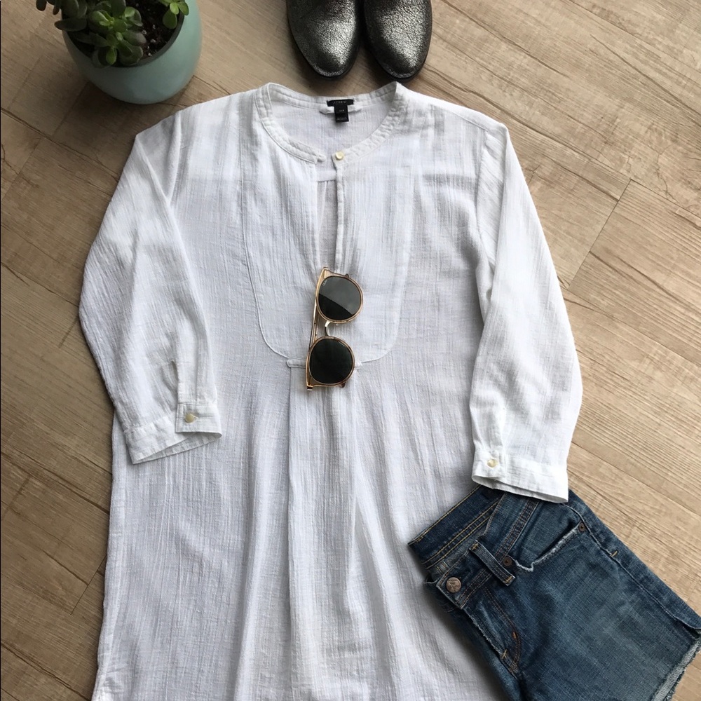 J Crew 3/4 Sleeve Textured Knit Popover Tunic