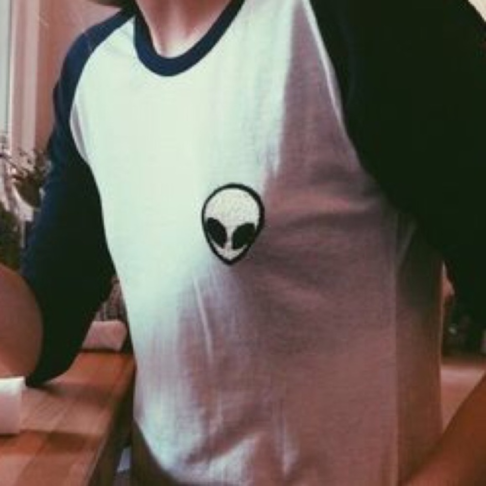 Brandy Melville Alien Patch Baseball Tee