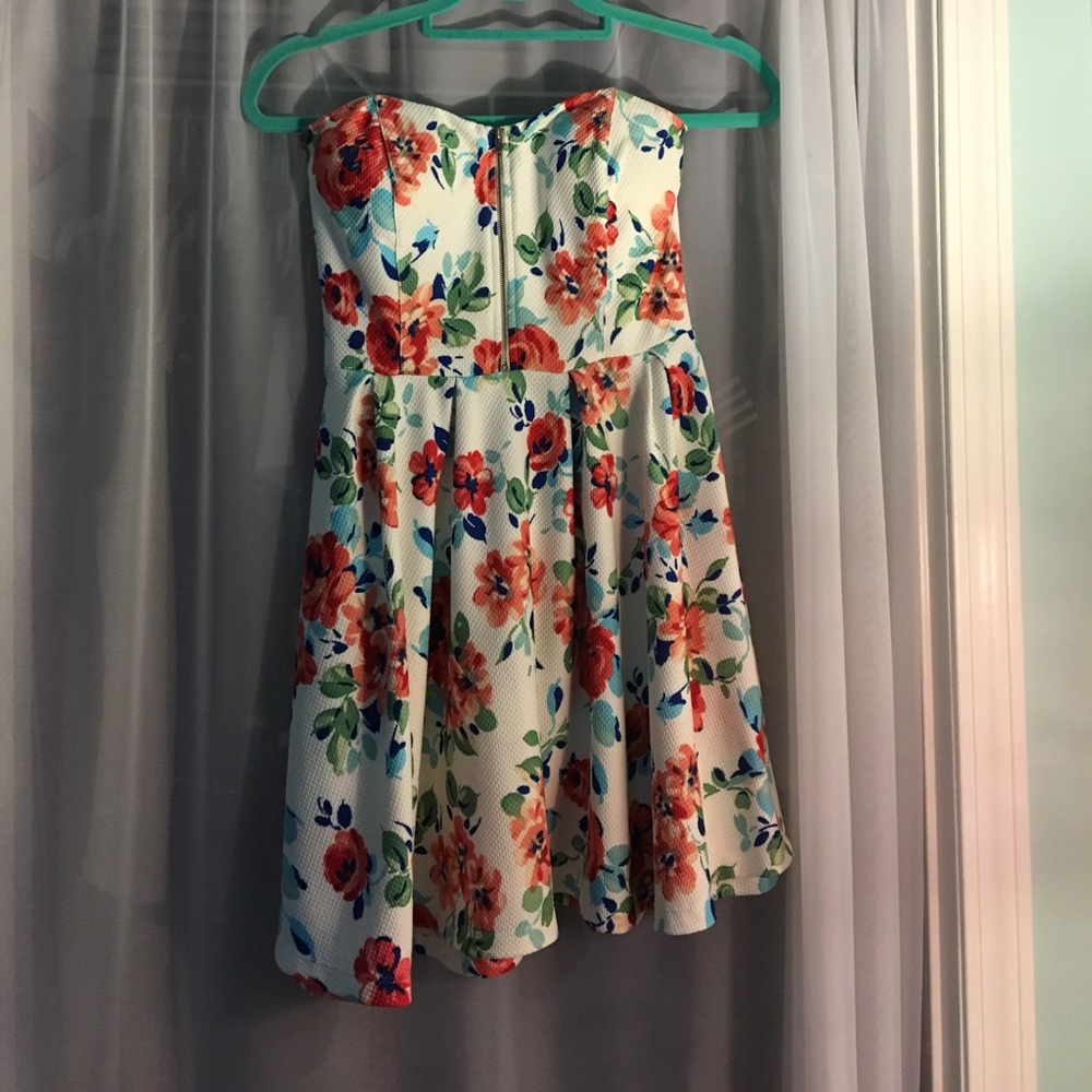 Strapless Floral Dress