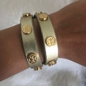 Tory Burch double wrapped logo bracelet