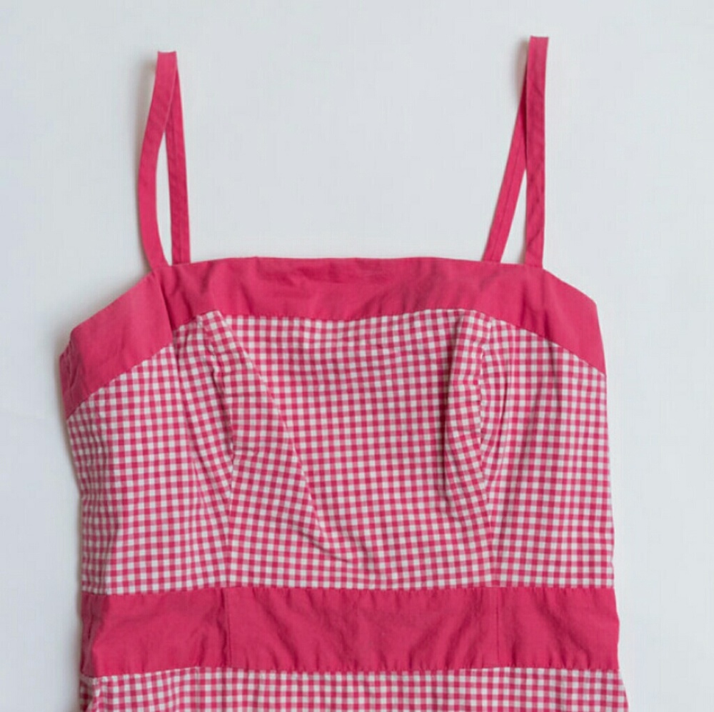 LOFT Pink Gingham Sheath Dress