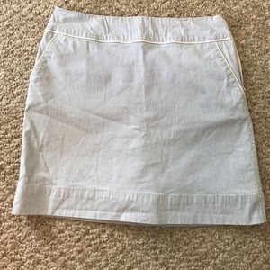 Blue and white seersucker skort